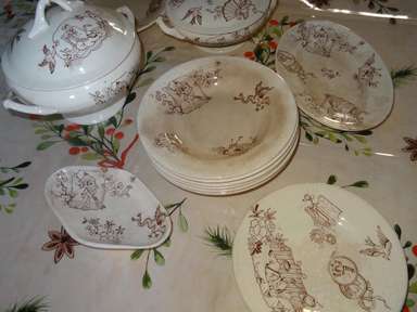 Ancienne Dinette En Céramique – Décor Japonisant – Jouet Vintage